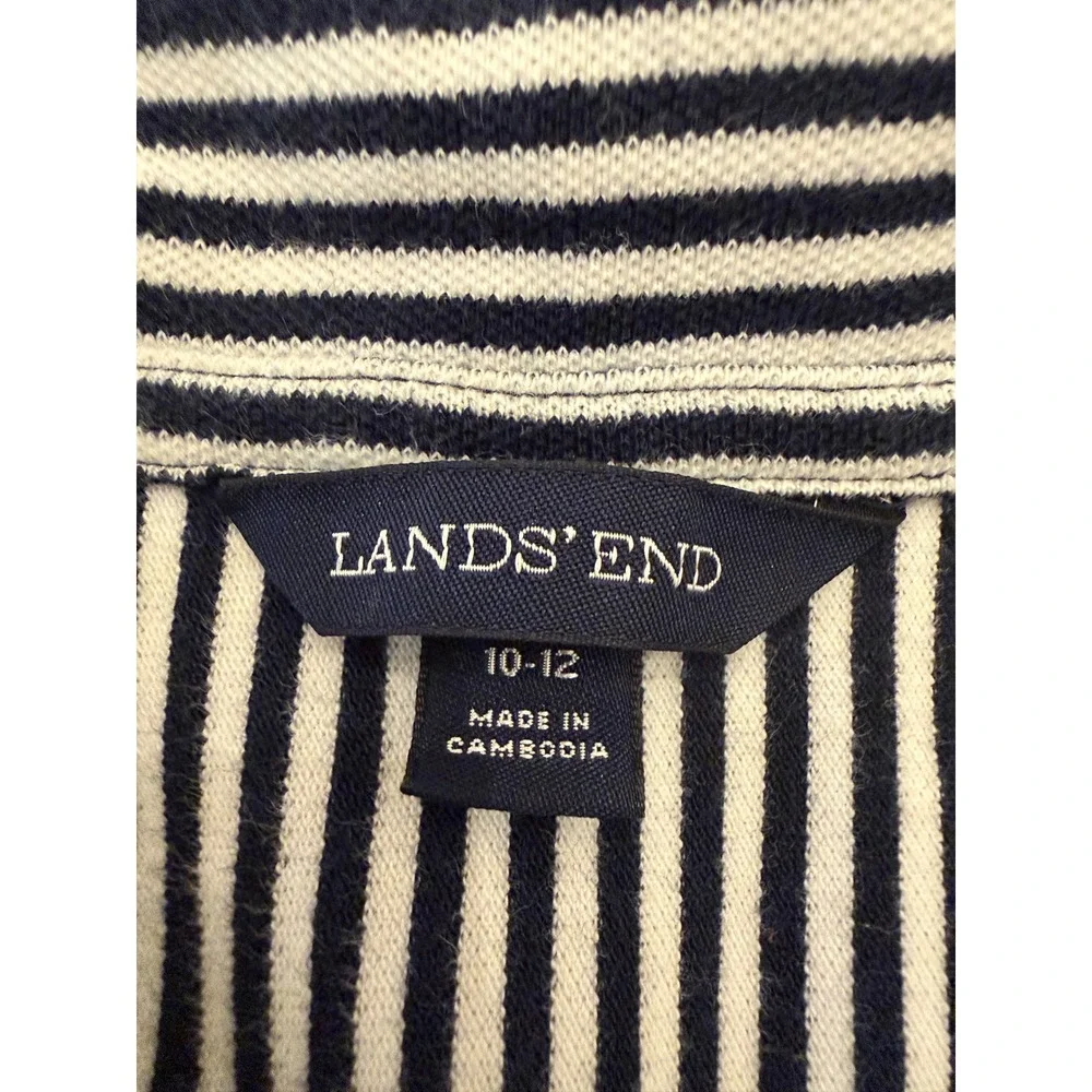 Lands End Womens Navy White Striped Polo Dress Short Sleeve Nautical Preppy - Picture 6 of 6